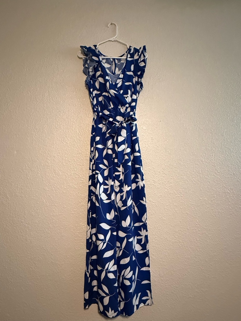 Blue & White Floral Wrap romper - Women